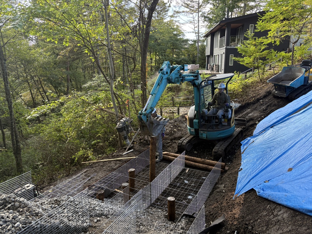 砕石かご施工状況写真